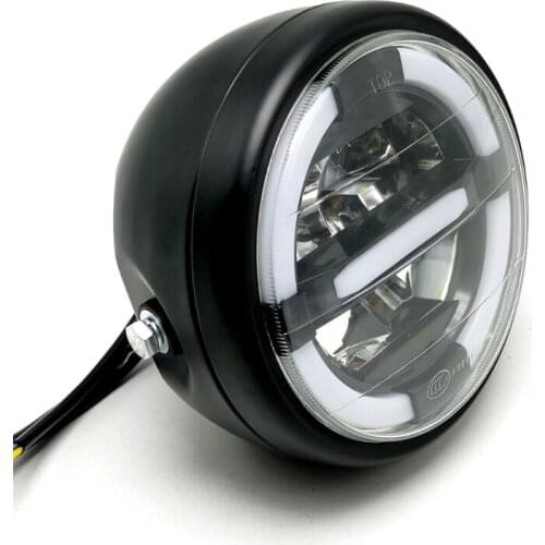 Universal Cafe Racer Vintage Motorcycle LED Head lamp Headlamp Motorcycle Headlight Turn Signal Light LED Daytime Light 7" Round