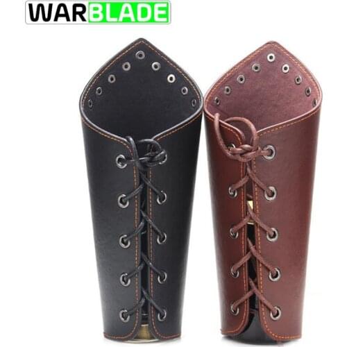WarBLade 1PCs Men Faux Leather Arm Warmers Lace-Up Gauntlet Wristband Wide Bracer Protective Sports Cycling Arm Warmers Sleeves