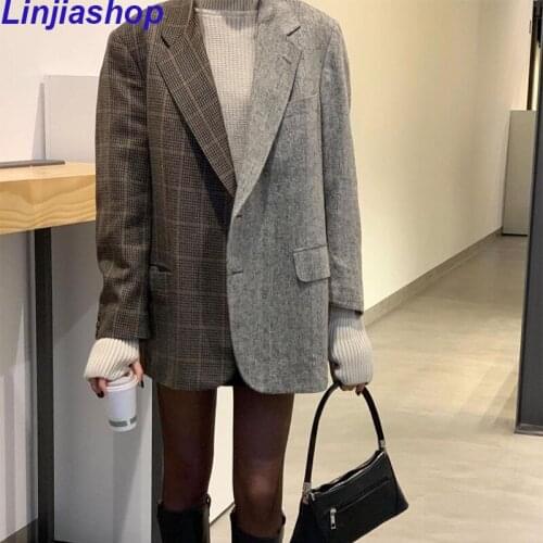 2021 Women Fashion Single-breasted Patchwork Yin and Yang Blazer Coat Vintage Long Sleeve Pockets Female Outerwear Chic Tops