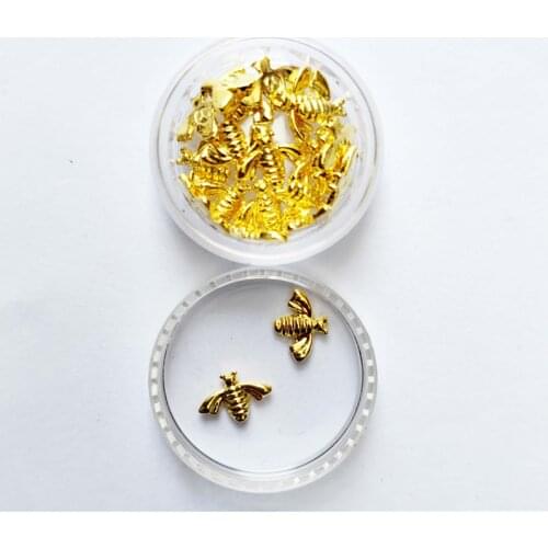 1 Bottle 3d Nail Art Decorations Bees Metal Alloy Rhinestones Mixed Charms Nailart Silver Insect Design Bling Manicure