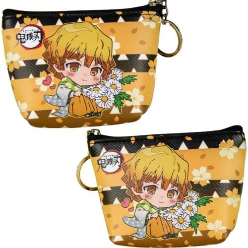 1pc Demon Slayer Coin Bag Agatsuma Zenitsu Hashibira Inosuke Kamado Tanjirou Penny Bag Change Purse