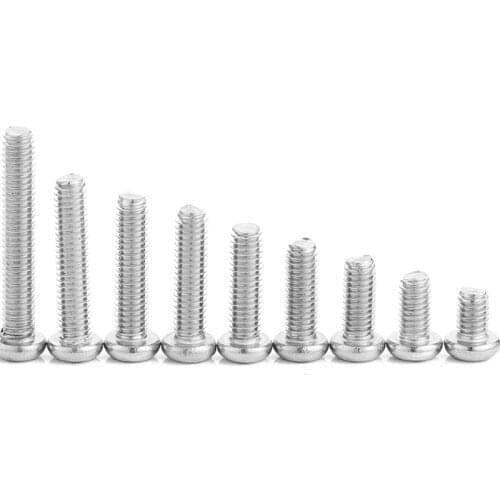 100pcs/lot M3 M4 M5 M6 3/6/8/10/15/20/25/30/40/50/60/80 mm A2-70 304 Stainless steel Cross Phillips Pan Head Screw Round Bolt