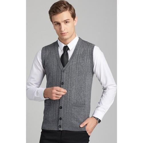 2020 New Arrival Autumn Clothing Sweater Men solid Vests Wool Vest Knitted Mens Cardigans Sleeveless
