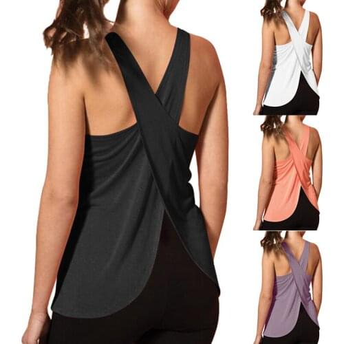 2021 New Women Quick Dry Cross Back Yoga Shirts Sleeveless Fitness Sport T-Shirt Workout Running Tank Tops Yoga Vest Blouse