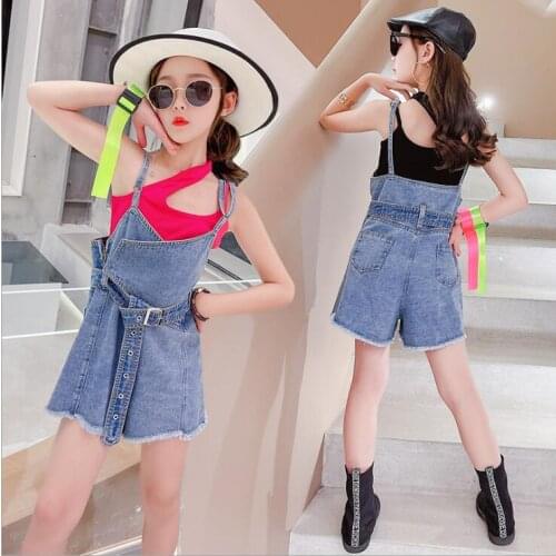 2021 new wholesale girls denim overalls summer fashion girls shorts 5-10t B280