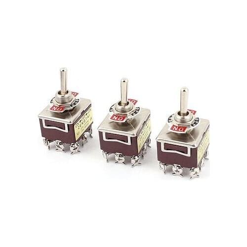 3Pcs AC 250V 15A 380V 10A 9 Terminal ON-OFF-ON 3 Position 3PDT Toggle Switch 303