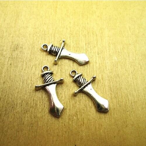 30pcs--25x14mm Sword charms Pendant Jewelry Findings DIY necklace/ bracelets charms antique silver tone
