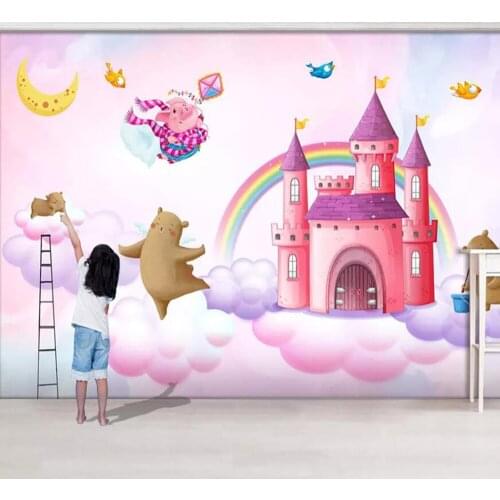 Milofi custom 3D wallpaper mural hand-painted watercolor castle bird children room background wall decoration wallpaper