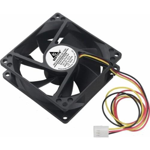 5 Pcs Gdstime 3Pin Dual Ball 8025 80mm x 25mm 12V Printer Case Cooler Brushless CPU DC Cooling Fan 80x80x25mm 8cm 0.2A