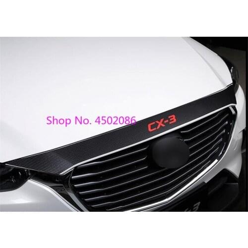 Car-styling Carbon fiber lines in front of the hood Car Accessories For Mazda CX-3 CX3 2016 2017 2018