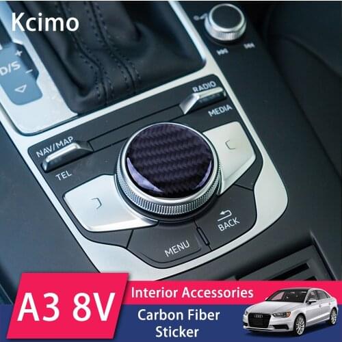 Carbon Fiber Car Multi-Media Control Knob Sticker Decor Trim Fit For Audi A3 S3 8V 2014 2015 2016 2017 2018 2019
