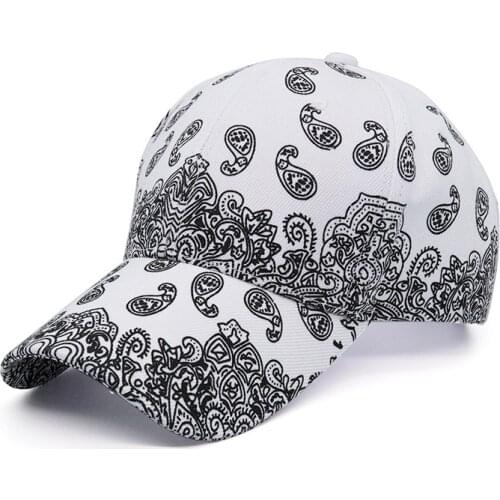 Black White Floral Hip Hop Womens Baseball Cap Cashew Print Snapback Hats for Men Women Unisex Dad Hat Adjustable Gorra