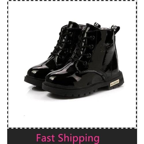 New Spring Children Waterproof Snow Boots PU Leather Brand Kids Rubber Boot Fashion Warm Fur Short Boot Boy Girl Sneakers Shoe