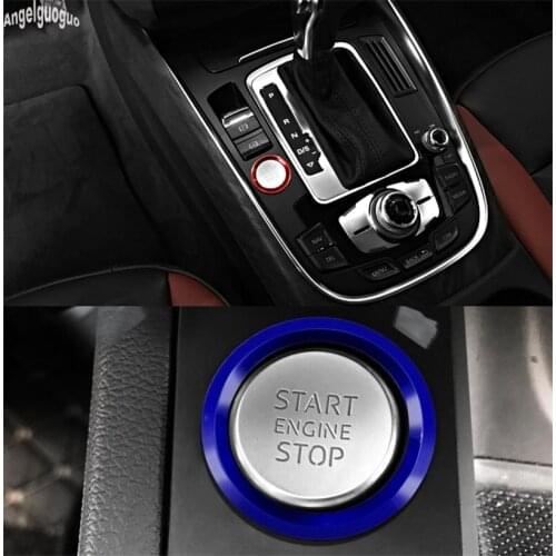For AUDI Q5 A5 A7 A4L A6L red / blue Car Engine Start Stop Ring Keyless Start System Button Decoration Cover sticker Car styling