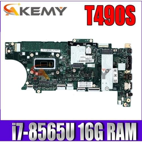 For Lenovo ThinkPad T490S laptop motherboard CPU i7-8565U RAM-16GB FT491/FX390 NM-B891 FRU 5B21C98782 01HX916 01HX918 01HX917