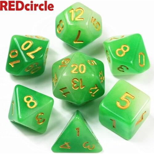 Two Color Mix Glow In The Dark Dice 7 Pc/set D4 D6 D8 D10 D10% D12 D20 for DnD RPG Portable Boardgame
