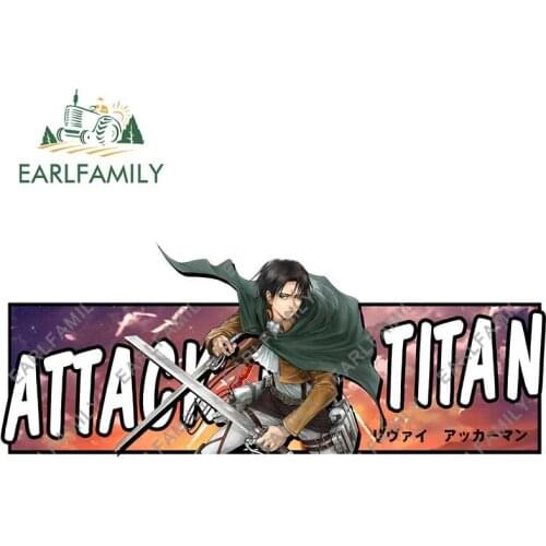 EARLFAMILY 13cm x 5.2cm for Attack on Titan Levi Ackerman Car Accessoires Stickers Waterproof Decal Campervan Anime Vinyl Decor