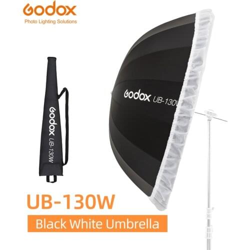 Godox UB-130W 51in 130cm Parabolic Black White Reflective Umbrella Studio Light Umbrella with Black Silver Diffuser Cover Cloth