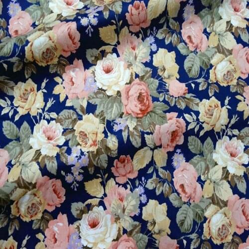Graceful 50x160cm Big Blooming Flowers Printed Cotton Fabric Floral Fabric For DIY sewing Doll Cloth bedding quilting decoration
