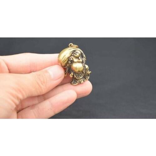 Chinese Pure Brass Maitreya Buddha Small Pendant