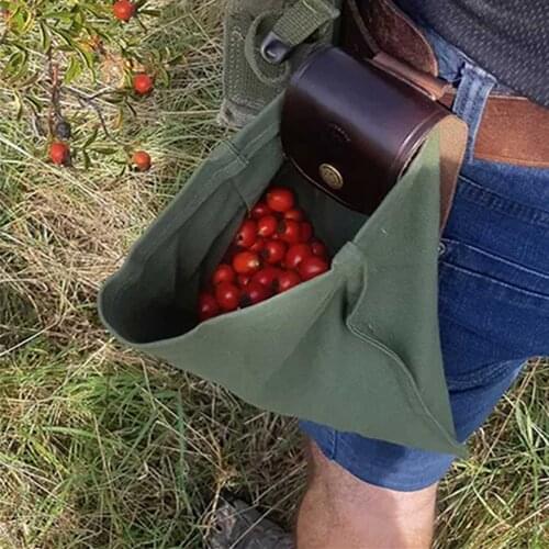 Leather Canvas Bushcraft Bag Canvas Foraging Pouch for Hiking, Buckle Duty Tool Pouch with Drawstring for Outdoors Camping