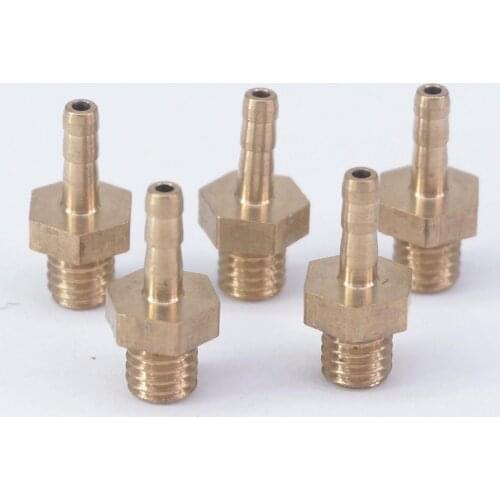 LOT 5 Hose Barb I/D 2.5mm x M5 Metric Male Thread Brass coupler Splicer Connector fitting for Fuel Gas Water
