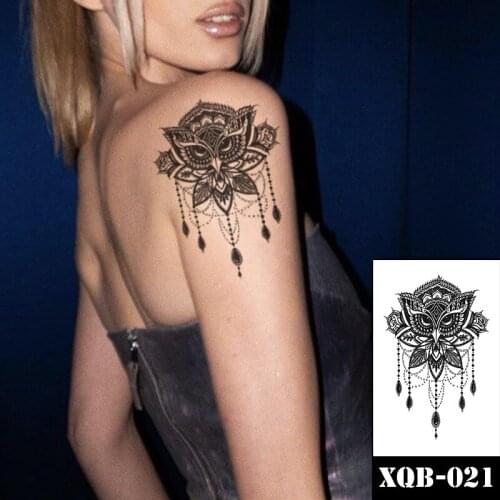 Owl Mask Waterproof Temporary Tattoo Sticker Black Jewelry Necklace Rose Totem Fake Tattoos Flash Tatoos Arm Body Art Women Men