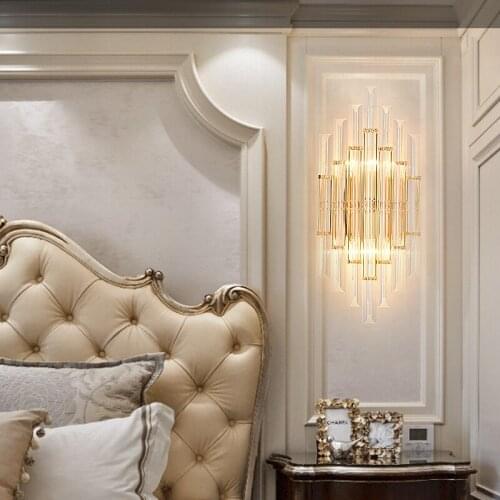 Postmodern minimalist creative crystal decorative wall lamp high-end club villa bedroom bedside aisle designer wall lamp