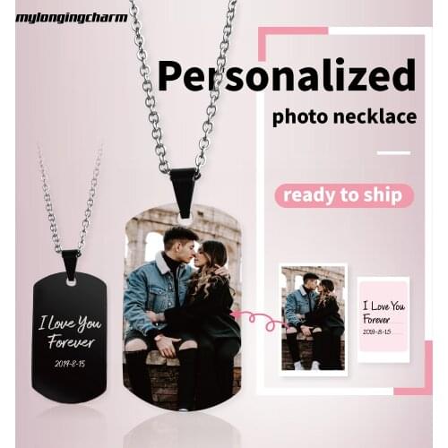 MYLONGINGCHARM Personalize Photo Necklace-22x39mm Pendant-custom your message at the back side-D0126