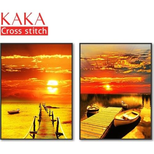 Cross stitch kits,Embroidery needlework sets with printed pattern,11CT-canvas for Home Decor Painting,Landscape Full NCKS011