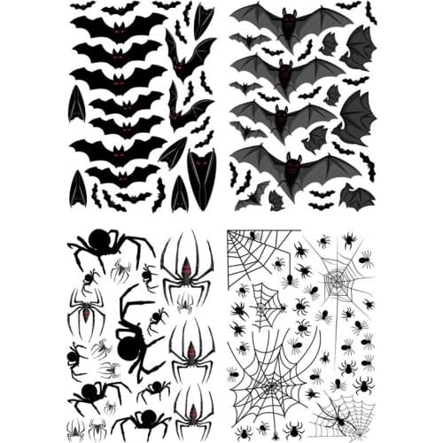 Halloween Bat Spider Stickers Personalized Creative Stickers Cabinet Electrostatic Non-sticky Holiday DIY Decorations Stickers