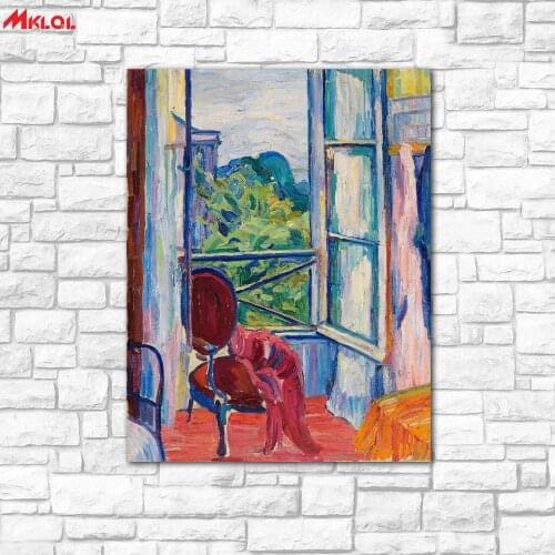 Wall Art GEORG TAPPERT-Offenes Fenster 1910 Painting Living Room Home Decoration Oil Painting on Canvas Wall Painting no frames