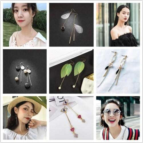 NEW Tassel long Crystal Pearl Earrings women Jewelry Stud Earrings lovely star for female and Girls Free Shipping