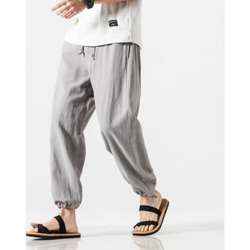 New linen slacks for summer Thin cotton and linen trousers Plus-size mens clothing