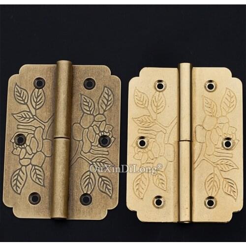 Retro Vintage 5Pairs European Antique Brass Furniture Hinges Cupboard Cabinet Door Hinges with Screws