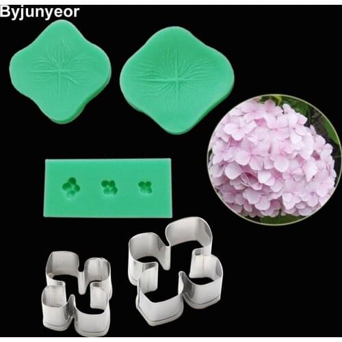 Rohydrangea Flower Veiners Silicone Molds Fondant Sugarcraft Gumpaste Clay Water Paper Cake Decorating Tools CS218