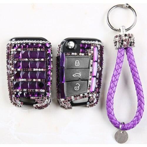Diamond Crystal Car Key Remote Case Cover Shell For Volkswagen VW Golf 7 mk7 Seat Ibiza Leon FR 2 Altea Aztec For Skoda Octavia