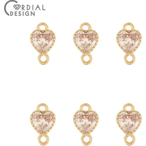 Cordial Design 100Pcs 6*10MM Earrings Accessories/CZ Connectors/Heart Shape/DIY Making/Hand Made/Jewelry Findings & Components