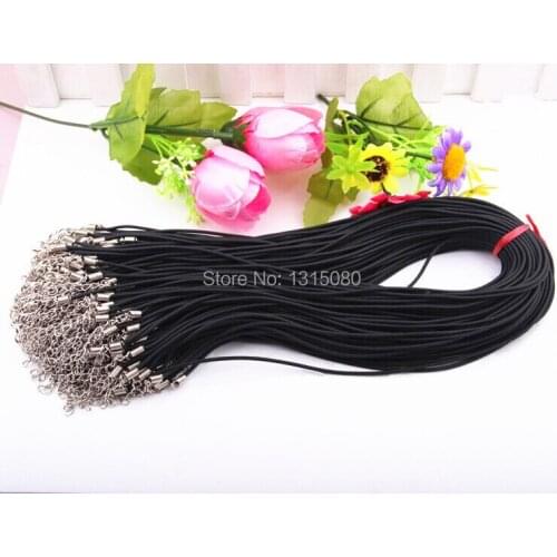 100PCS/Lot 2mm Manual Making Findings 18" Black Rubber Necklace Cord For DIY Craft Jewelry