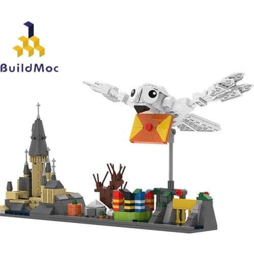 Buildmoc City Magic Movie School Skyline Architecture Hogwartsed Castle Quidditchs Field Owl-Hedwigs Building Blocks Kid Toys