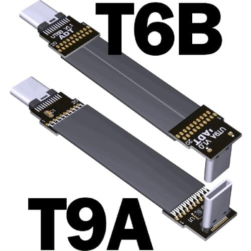 ADT-Link USB3.2 GEN2x2 Type C To Type-C Riser Adapter Flat Cable Wire Up/Down Angled 20G/bps Internal USB 3.2 FPC Ribbon USB-C