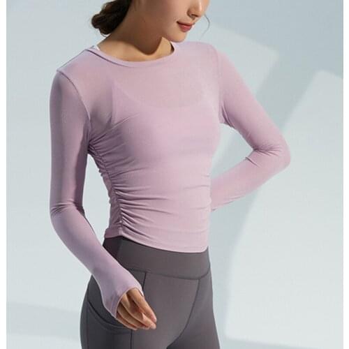 Yoga Tops Women Sportswear Air Mesh Long Sleeve Yoga Shirt Running Jogging Sport Tops Fitness Workout Gym Clothing Women