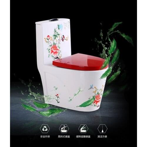 Color toilet blue and white porcelain color gold super dazzling toilet, color flower water saving toilet