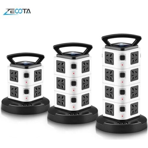 Multiple Power Strip Surge Protector Vertical Sockets 16 AC AU Outlet Electric Plug Socket with USB 1.8/2.8/4.8m Extention Cord