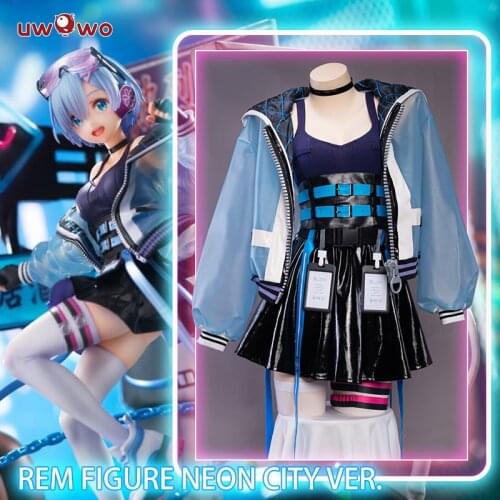 1 Deposit= $5 Coupon UWOWO Re:Zero Rem Cosplay Figure Neon City Ver. Cosplay Costume