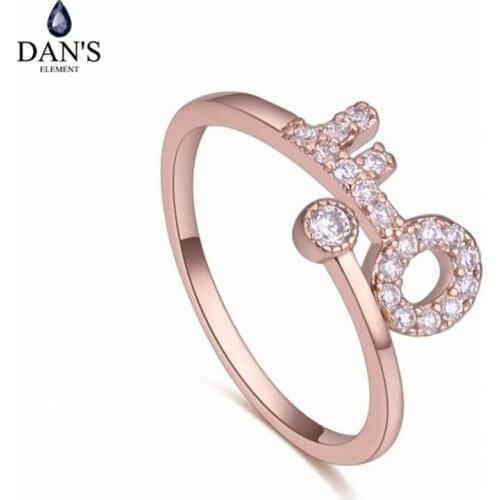 DANS Element Brand Real AAA Zirconia Micro Inlays Rose Gold Color Ring Party For Women Valentine Gift 130591