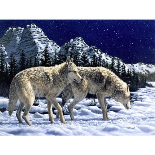 Wolf Animal DIY 11CT Cross Stitch Embroidery Kits Craft Needlework Set Printed Canvas Cotton Thread Home Decoration Design