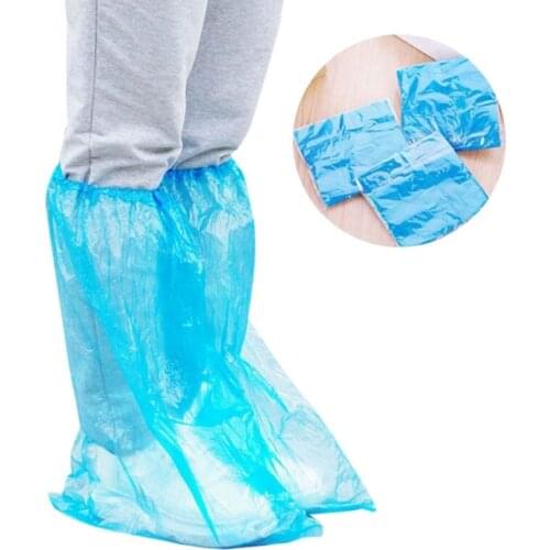 1Pair Durable Waterproof Thick Plastic Disposable Rain Shoe Covers High-Top Boot