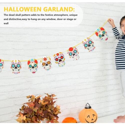 1Pc Party Banner Day Of The Dead Skeleton Halloween Decorative Flag Bunting Mexican Theme Party Flag Haunted House Decoration