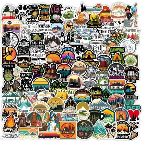 10/50/100pcs Forest Hiking Camping Stickers Outdoor Travel Beautiful Scenery Decal Sticker To DIY Water Bottle Car Phone Laptop